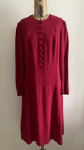 (ADALGISA LUGLI) Abito in crepe di seta rosso lampone 60s