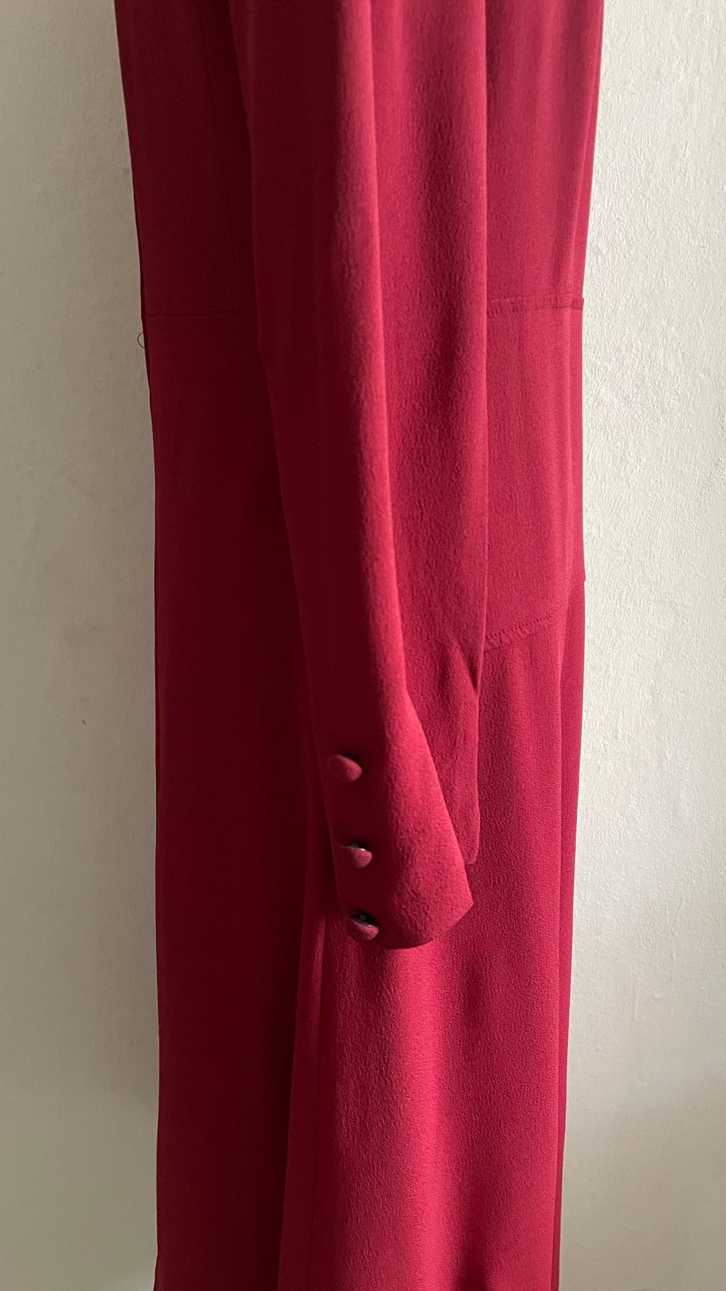 (ADALGISA LUGLI) Abito in crepe di seta rosso lampone 60s