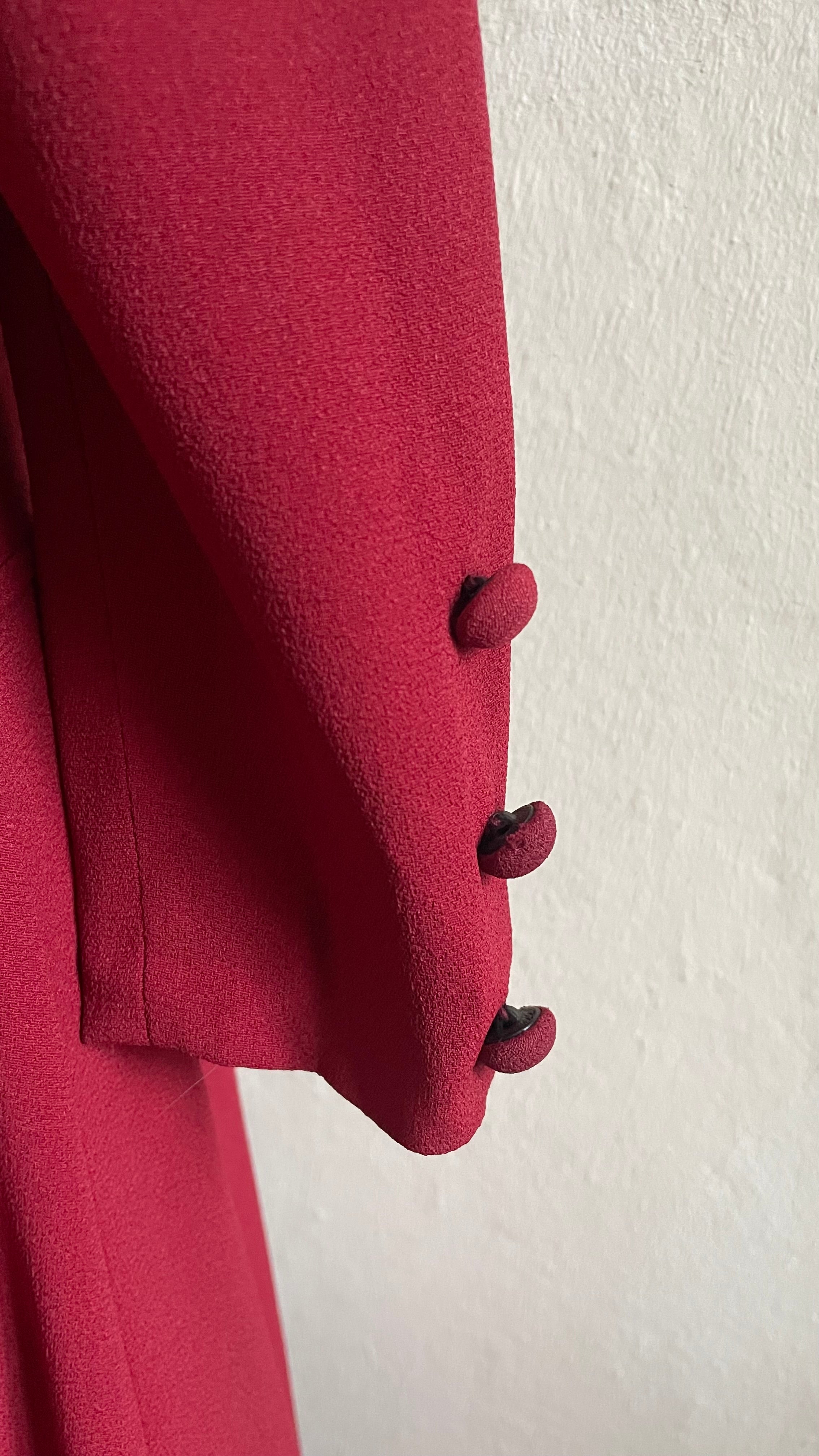 (ADALGISA LUGLI) Abito in crepe di seta rosso lampone 60s